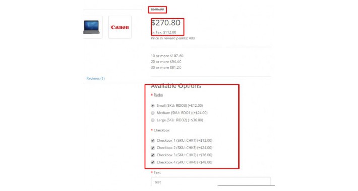 Ajax Price Change With Option Selection