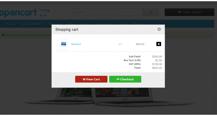 Popup Shopping Cart